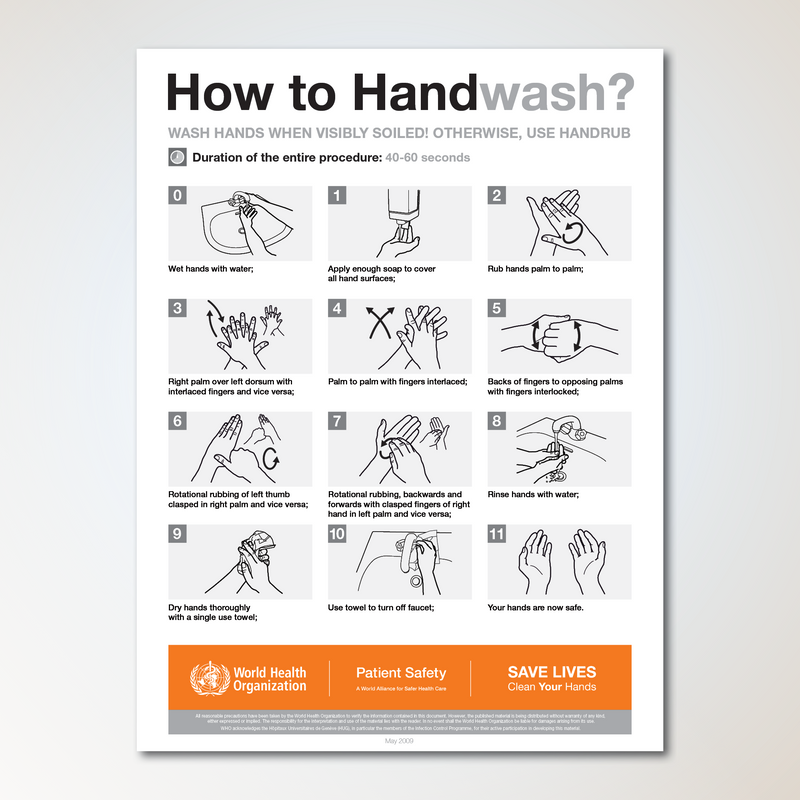 Antimikrobielles Poster „How to Handwash“ (3er-Pack)