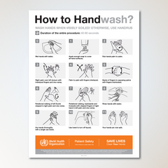 ملصق كيفية غسل اليدين بمضادات الميكروبات (عبوة من 3 قطع)