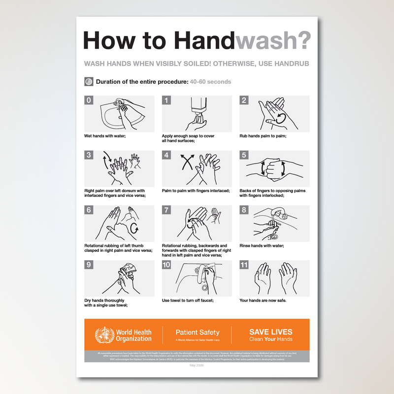 Antimikrobielles Poster „How to Handwash“ (3er-Pack)