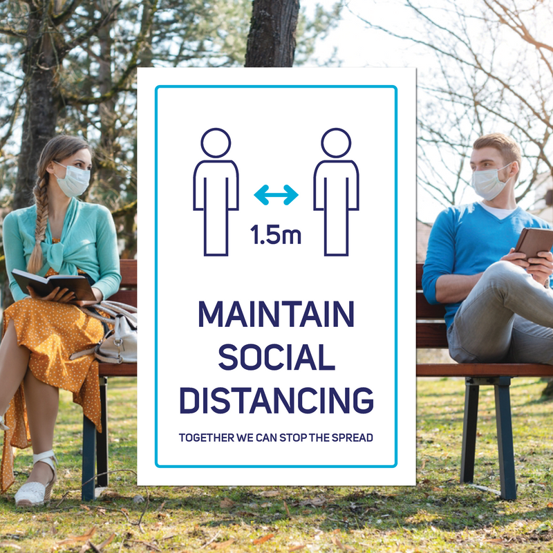 Antimicrobial Maintain Social Distancing Poster (pack of 3)