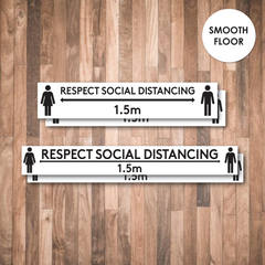 احترام التباعد الاجتماعي - لافتات أرضية كوفيد (مجموعة من 2)