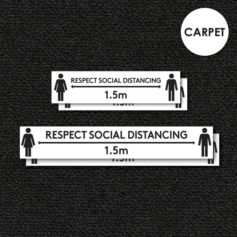 احترام التباعد الاجتماعي - لافتات أرضية كوفيد (مجموعة من 2)