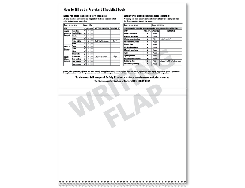 Uniprint-Checklistenbuch vor dem Start