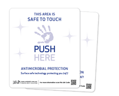 Antimicrobial Safe to Touch (push here) door decal (2 per pack)