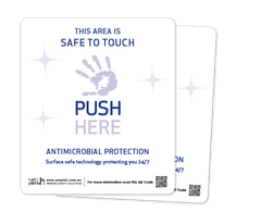 Calcomanía para puerta antimicrobiana Safe to Touch (presione aquí) (2 por paquete)