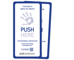 Antimicrobial Safe to Touch (push here) door decal (2 per pack)