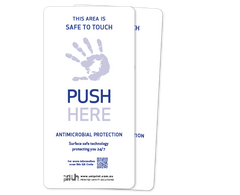 Antimicrobial Safe to Touch (push here) door decal (2 per pack)