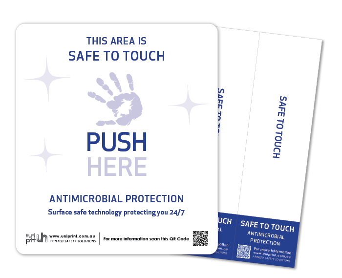 Antimicrobial Safe to Touch (push & pull) door decals (set of 2)