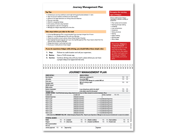 Journey Management Plan Uniprint Checklist Book