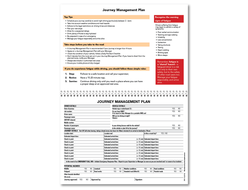 Plan de gestión de viajes Libro de lista de verificación de Uniprint