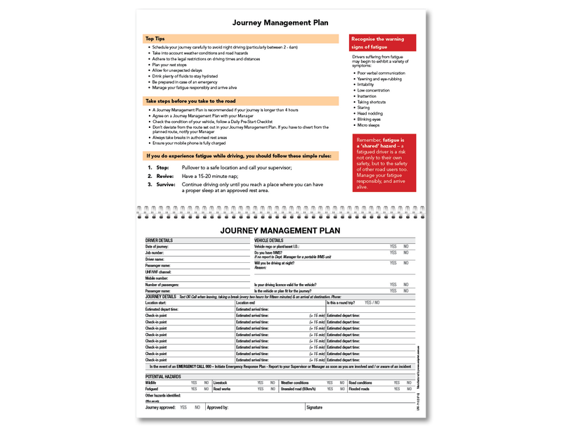 خطة إدارة الرحلة Uniprint Checklist Book